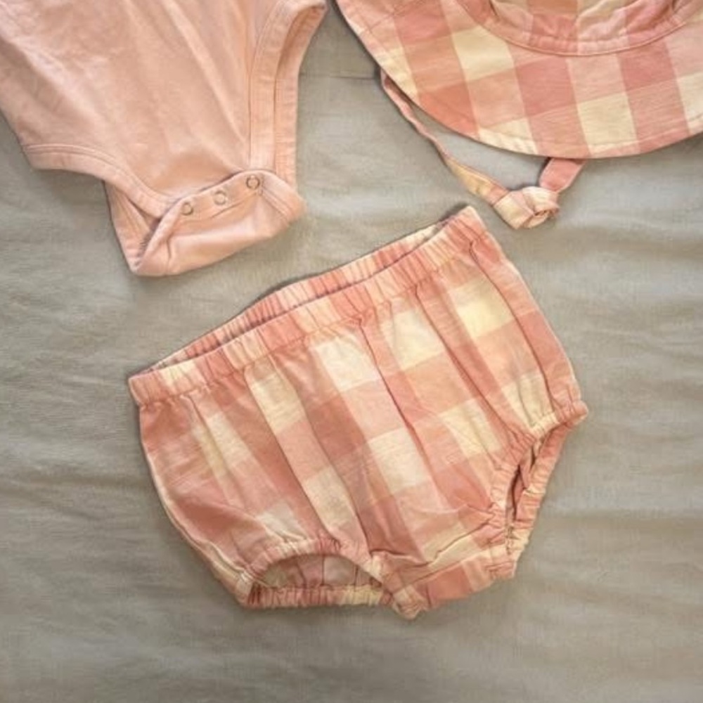 Pehr Pink Iris Checkered Kids Bloomers